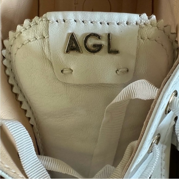 AGL SADE RED White Leather Low Top Tennis Sneaker, Red/Beige,Size 39.5/9.5, NWOB - Picture 10 of 16